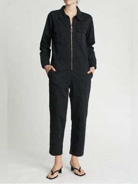 Pistola Utility Black Zip-Front Women's Jumpsuit